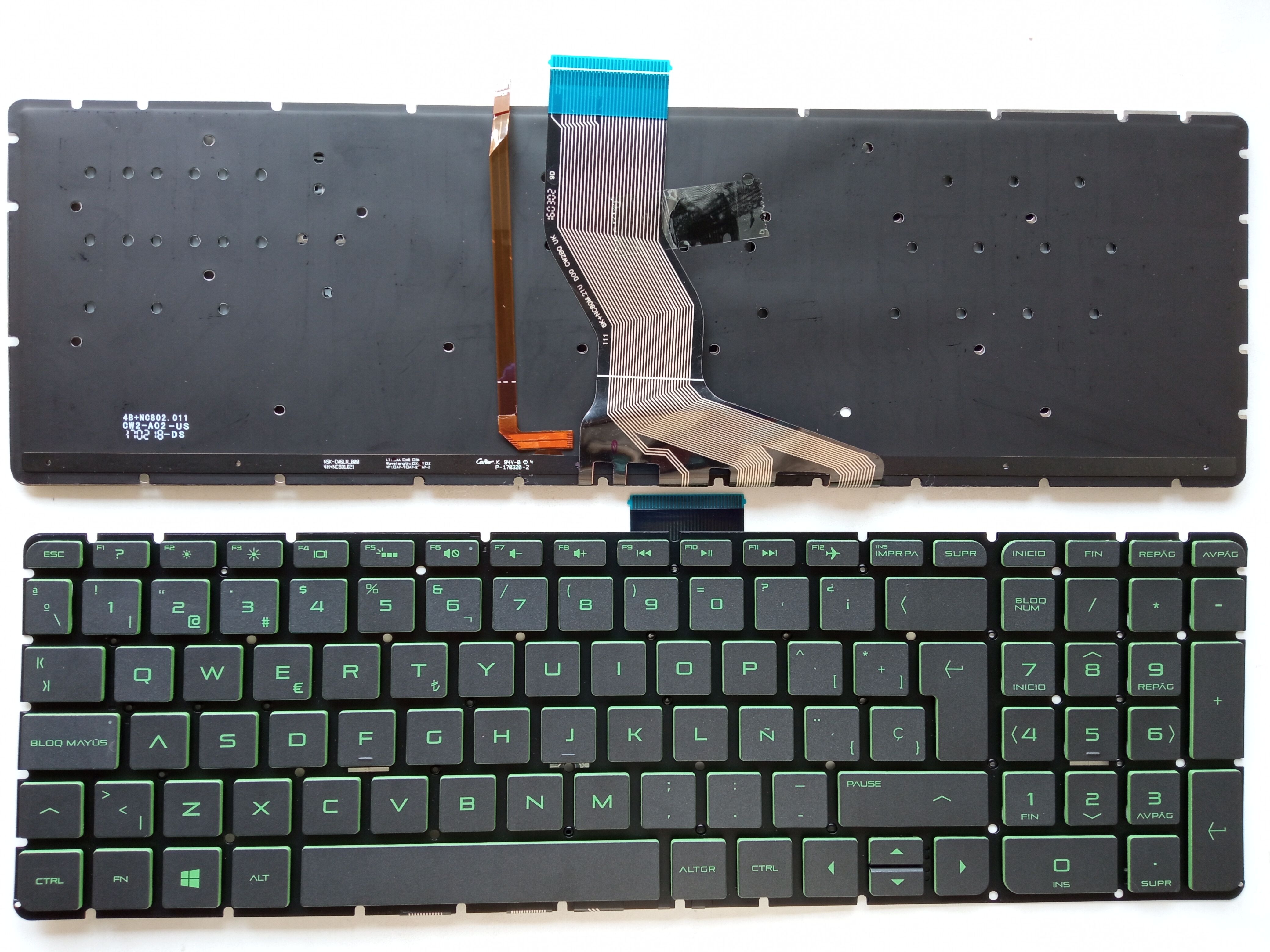 Picture of New Replacement Laptop Keyboard For HP 15-AB/15-BC BLACK Backlit,Green Printing,Green Side (OEM) SP Layout